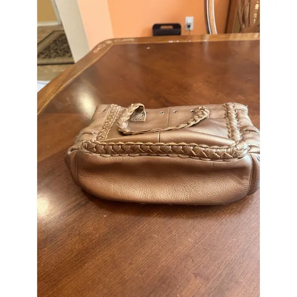 Nordstrom Brown Genuine Leather Tote Shoulder Bag Medium Boho Braided Trim - Image 11