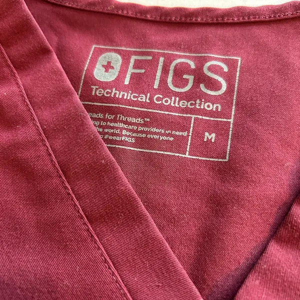 FIGS Technical Collection women’s scrub top, dark red, size Medium - Image 2