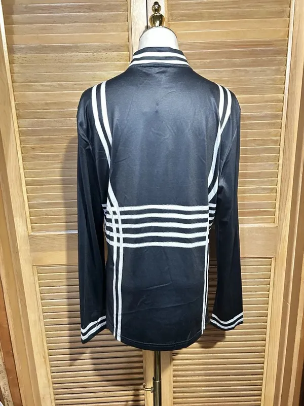 CEGOLFS Women’s Black/White Striped 1/4 Zip Mock Neck Pullover Active XL NWT - Image 3