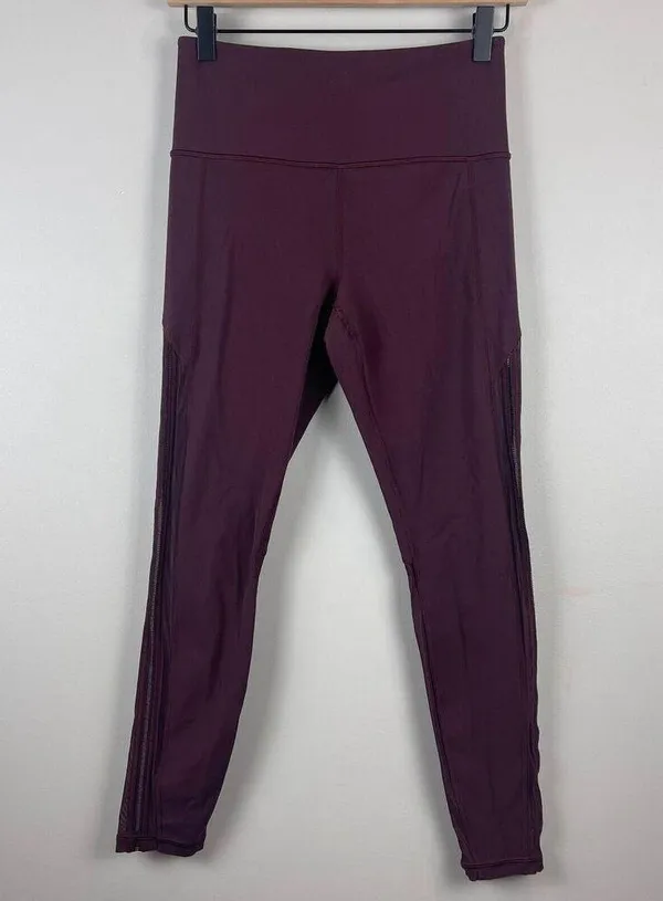 Athleta Leggings Womens Small Maroon Shakti Mesh 7/8 Tight High-Waist Activewear - Image 2