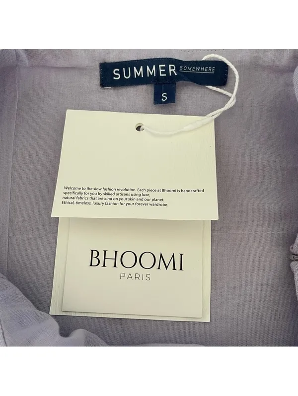 Bhoomi Paris Summer Somewhere 100% Linen Lavender Dress Sz Small Coastal Corset - Image 5