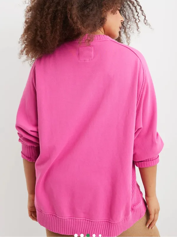 Aerie Down-To-Earth Crew Sweatshirt in Fuchsia Pink W2489 Sz XS - Image 2