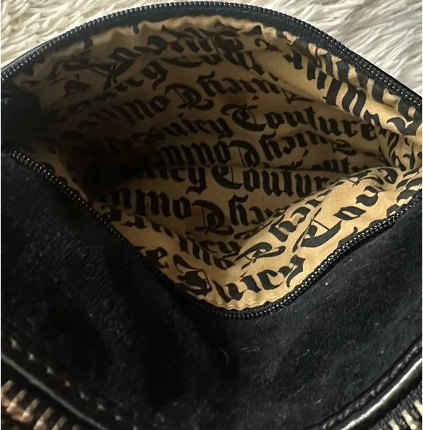 Juicy Couture Y2K Black Velour Crossbody Bag - 2011 Vintage Pink Sparkles - Image 6