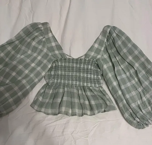 Light Green Show Me Your Mumu Gingham Blouse - Image 2