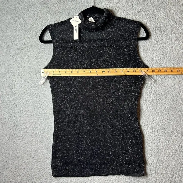 Akalnny Top Womens‎ Large Black Sleeveless Glitter Mesh Slim Fit Tank Party NEW - Image 7