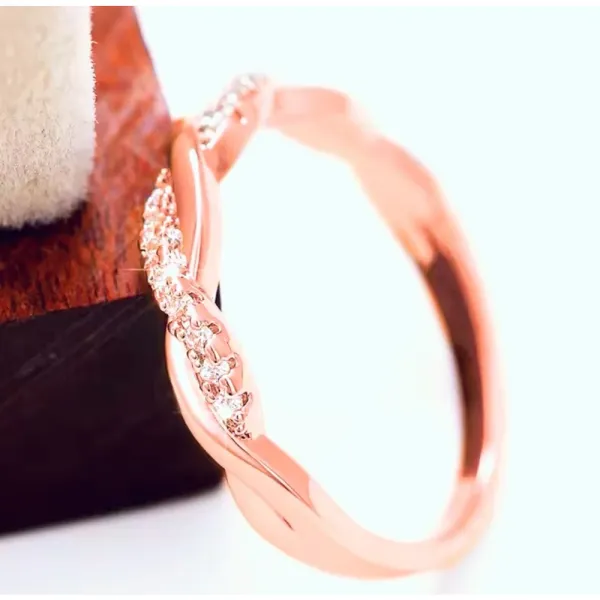 NEW 14k Rose Gold-Plated S925 Simulated Diamond Eternity Twist Ring, Size 7.5‎ - Image 8