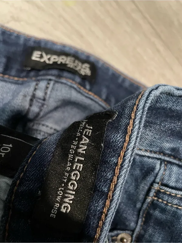 Express Dark Wash Skinny Jeans with Light Distressing - Image 2