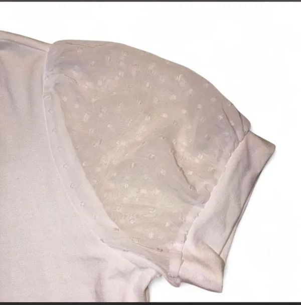 White Short Sleeve Top Size L - Image 2