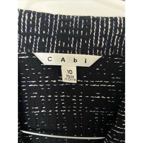 Cabi Navy Tweed Zip Front Jacket Blazer Style 723 Long Sleeve Size 10 - Image 4