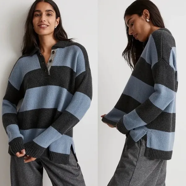 Madewell Rugby Striped Polo Sweater - Image 2