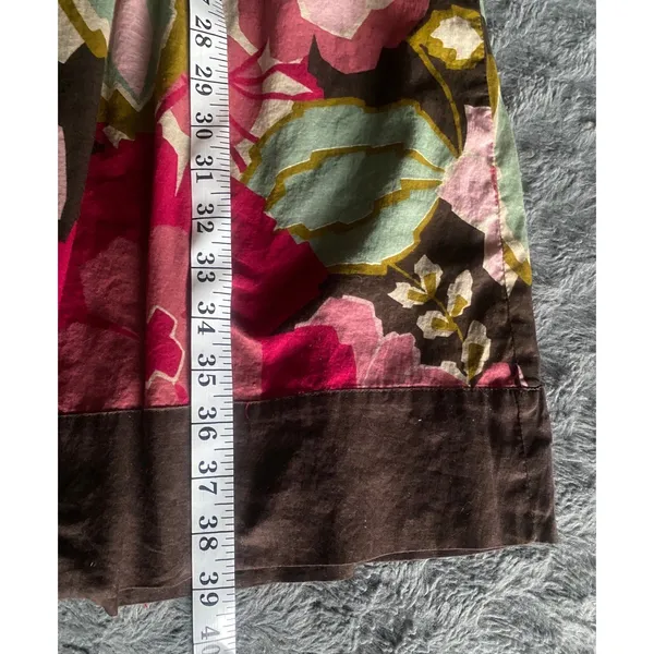 Lucy & Laurel babydoll brown multi-floral boho hippie midi sun dress size 8 Med - Image 8