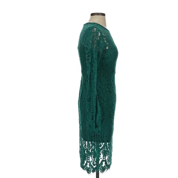 Lulus Enrapturing Elegance Green Lace Long Sleeve Midi Dress Bell Sleeve XS - Image 7