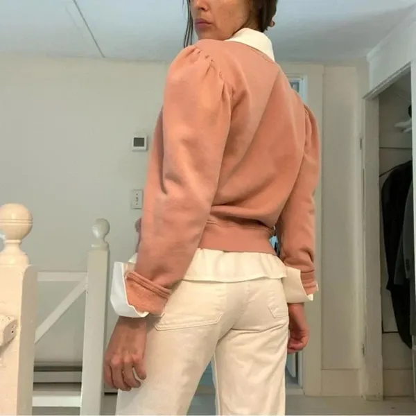 ALC Rayna Puff Sleeve Sweatshirt in Baby Pink Size S Retail $195 - Image 2
