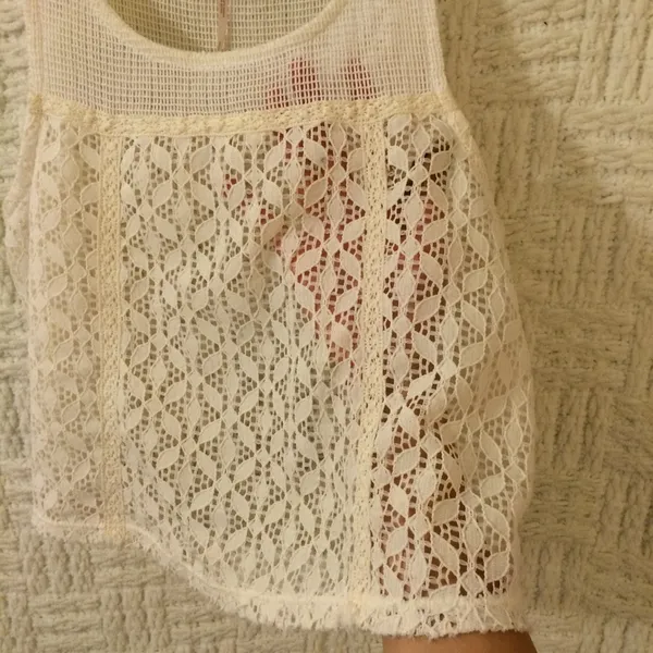 Free People Eyelet Mesh Crop Top Tank White Small - Image 2
