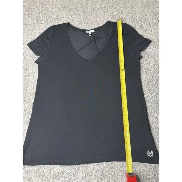 Victoria's Secret L Super Soft PINK Black Criss Cross Strappy V-Neck T-Shirt - Image 4
