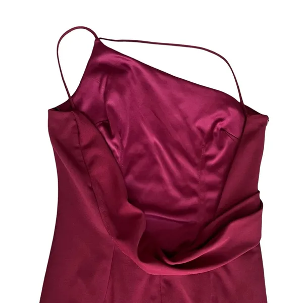 Katie May Women’s Bananas Midi Dress Merlot Burgundy Red Asymmetric Open Back - Image 8
