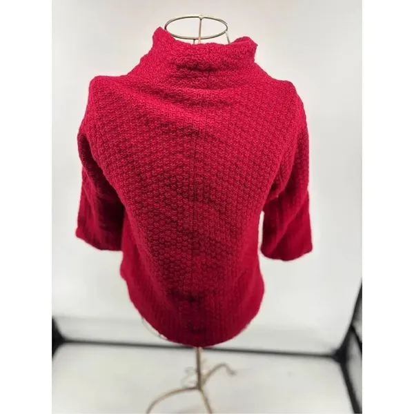 Free People Lambswool Knit One Button Wrap Jacket Size XS Red - Image 6