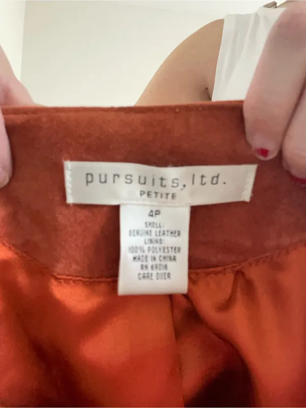Vintage Leather Suede Button Jacket in Burnt Orange Size 4P - Image 5