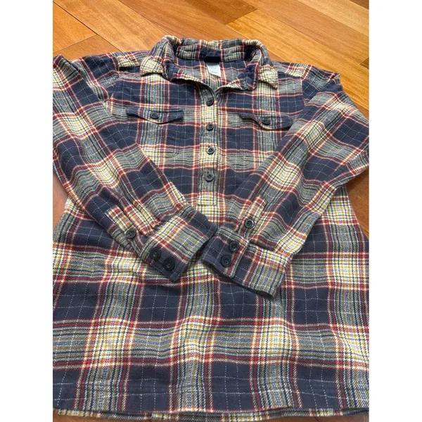 Patagonia Womens Organic Cotton Plaid Flannel Tunic Shirt‎ Blue Red Yellow 4 - Image 8