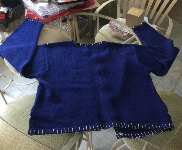 Vintage Victoria Harbour Embellished Christmas Sweater Cardigan Blue Ugly - Image 6