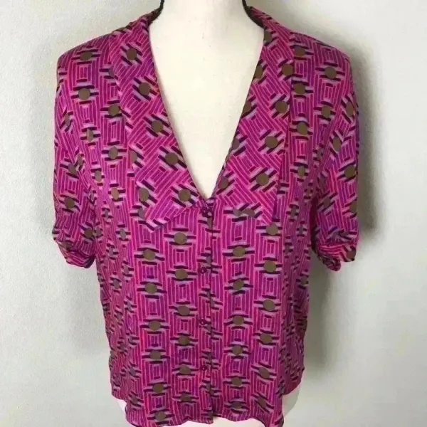 ZARA TRF Collection V Neck‎ Button Down Top Sz XS - Image 4