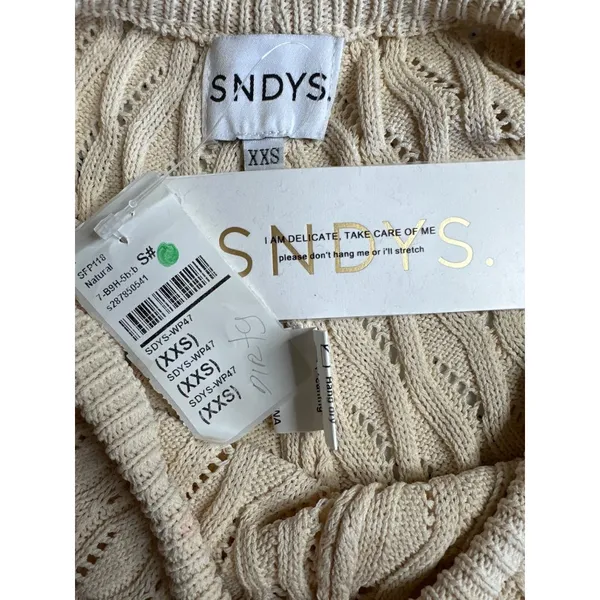 SNDYS Claire Pants in Natural XX-Small New Womens Cream Crochet Coverup - Image 7