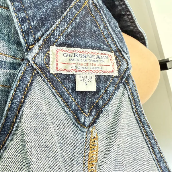 GUESS Jeans Denim Shortalls / Overalls Shorts | Distressed Raw Hem Vintage Vibe | Size S 💙 - Image 11