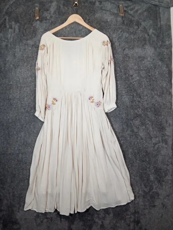 Free People Day Glow Embroidered Babydoll Dress Ivory Floral Boho Peasant - Image 7