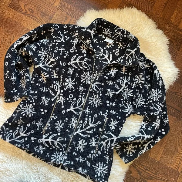 Columbia Rare 90s vintage high pile fleece Sherpa fleece floral full zip jacket - Image 3
