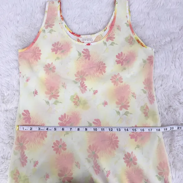 VINTAGE Y2K Express Sheer Layered Floral Maxi Dress Size 8‎ Yellow Fairy Spring - Image 9