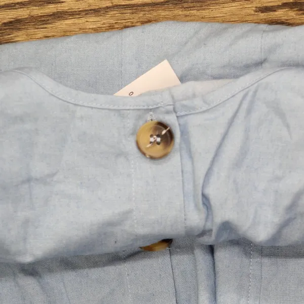 NWT Ny Collection Chambray Dress with Chain Details Light Denim Blue M - Image 5