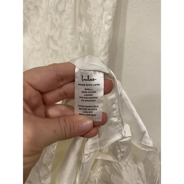 Lulus Dress Womens Medium White Lace Floral Mini Sheath YD3111A Bridal Party NWT - Image 4