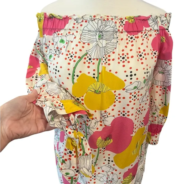 Trina Turk Katy Poppy Floral Off The Shoulder Silk Top Multicolor Medium - Image 6