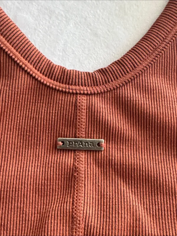 Prana Ribbed Scoop-Back Crop Bralette in Rust Brown - Image 4