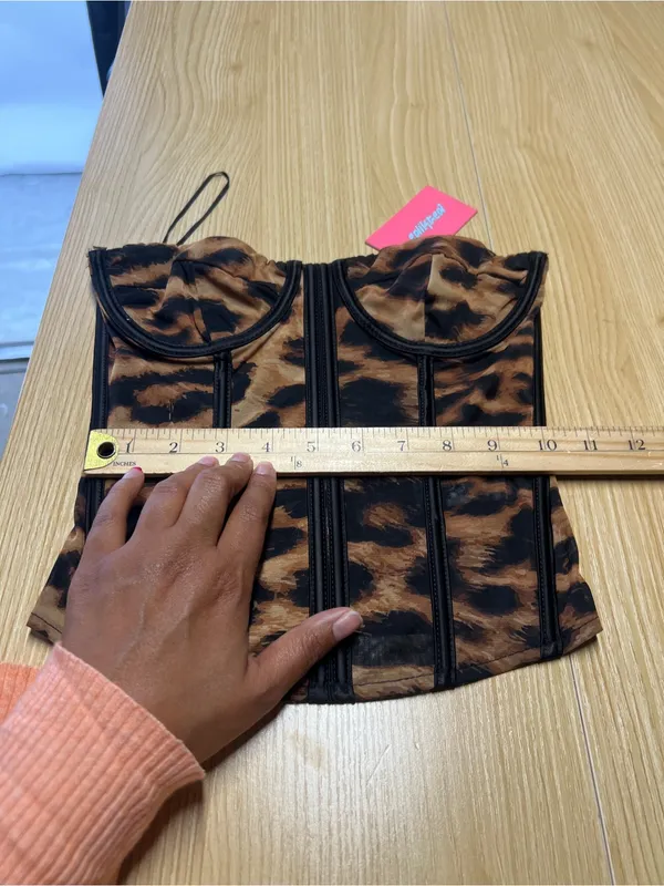 Edikted Lennox Leopard Print Mesh Corset Bustier Top XS NWT - Image 14