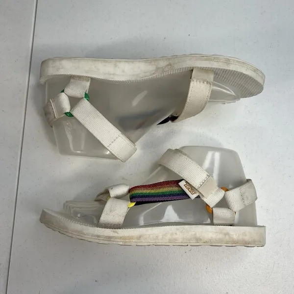 Teva‎ Size 7 Sandals Original Universal Pride White Rainbow 1125890 Adjustable - Image 4