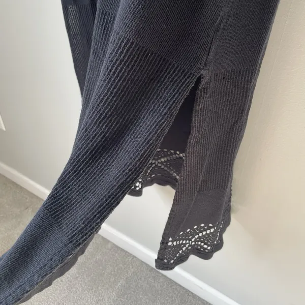 J. Valdi Vintage Boho Crochet Knit Maxi Dress Black Made in USA Size Large - Image 8