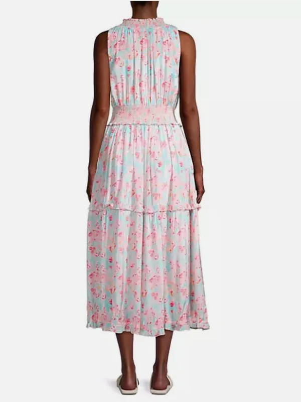 Roller Rabbit Amandine Frida Midi Dress Pink Tassels Smocked Waist Size XS NWOT - Image 3