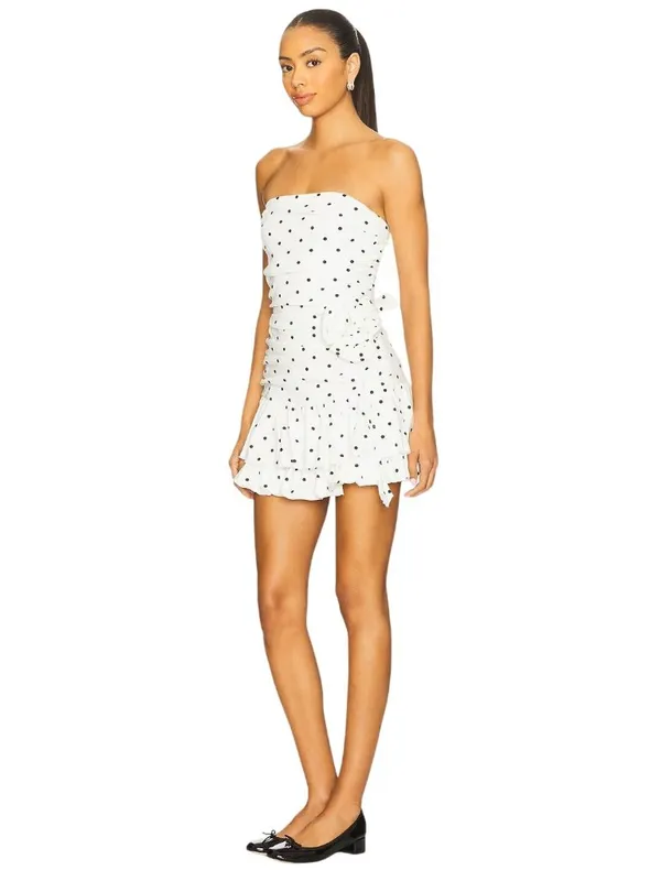 Zemeta Moonlight Polka Bloom Dress in White XSmall New Womens Mini Strapless - Image 3