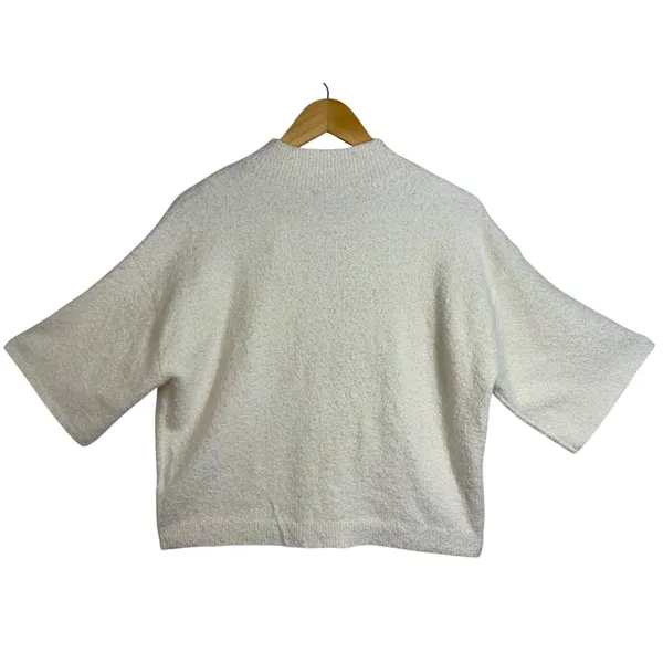NWT Abercrombie & Fitch Cream Knit Cropped Mock Neck Short Sleeve Sweater Size L - Image 3