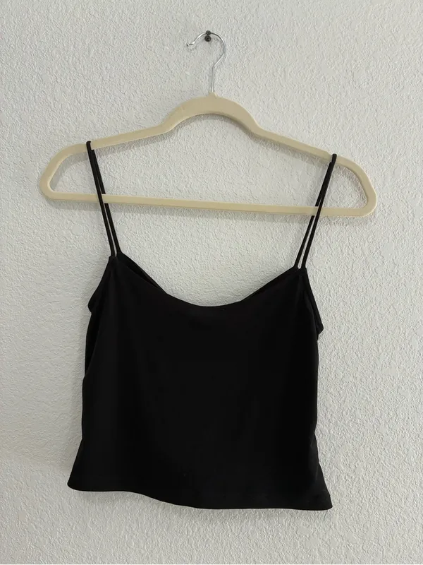 Zara Black Ruched Spaghetti-Strap Cami - Image 3