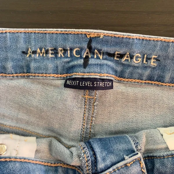 American Eagle Next Level Stretch Distressed Lace Denim Shorts Light Wash 10 - Image 6