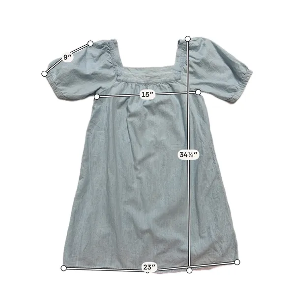 Old Navy Chambray Dress Womens S Light Blue Excellent Puff Sleeve Square Neck - Image 2