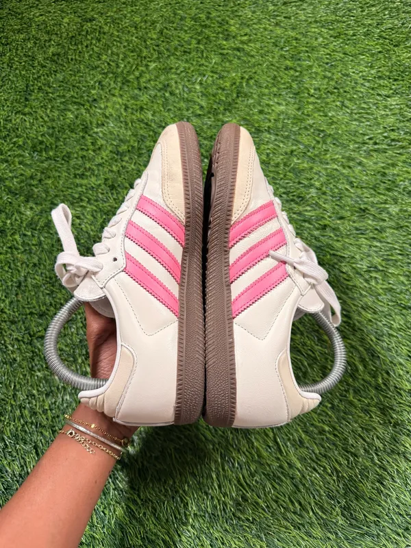 Adidas Samba OG Womens 6 Cream White Pink Stripes Brown Gum Sole Sneakers - Image 7