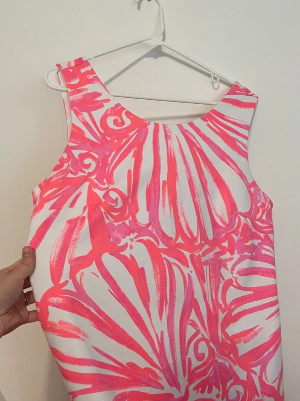 LILLY PULITZER Callie Shift Dress Pink Sun Ray Shimmy Shimmy Neon Seashell Large - Image 7