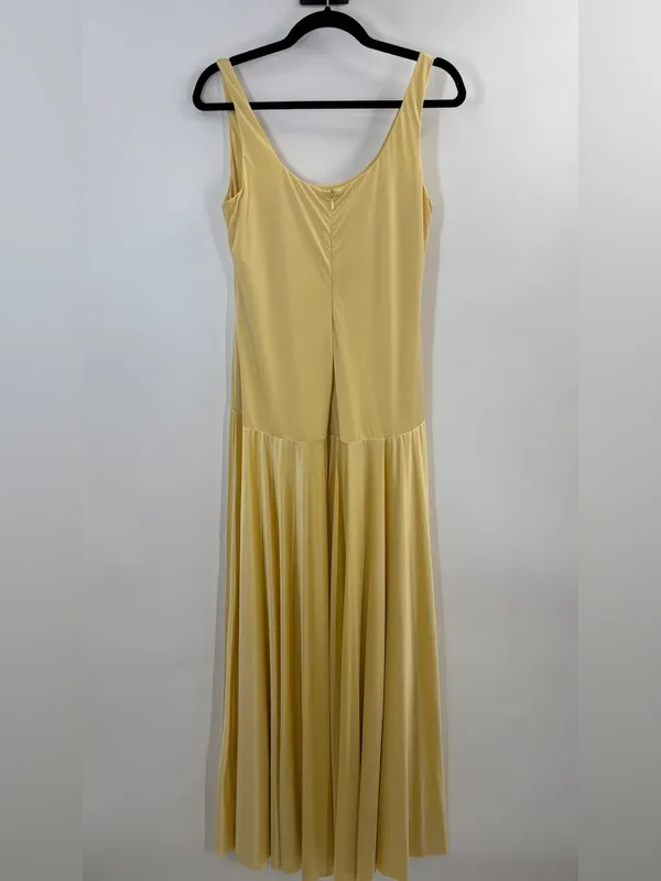 Rare London Butter Yellow Curved Drop Waist Maxi Dress - Image 5