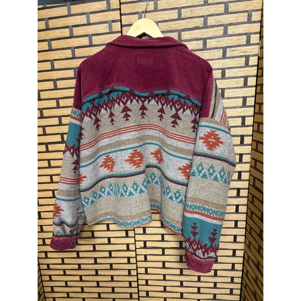 Umgee Burgundy Boho Aztec Print Cropped‎ Jacket Size 1X - Image 2