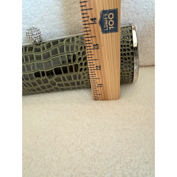 Mod Clutch Bag Women's Green Detachable Strap Clasp Closure Crocodile Embossed - Image 15