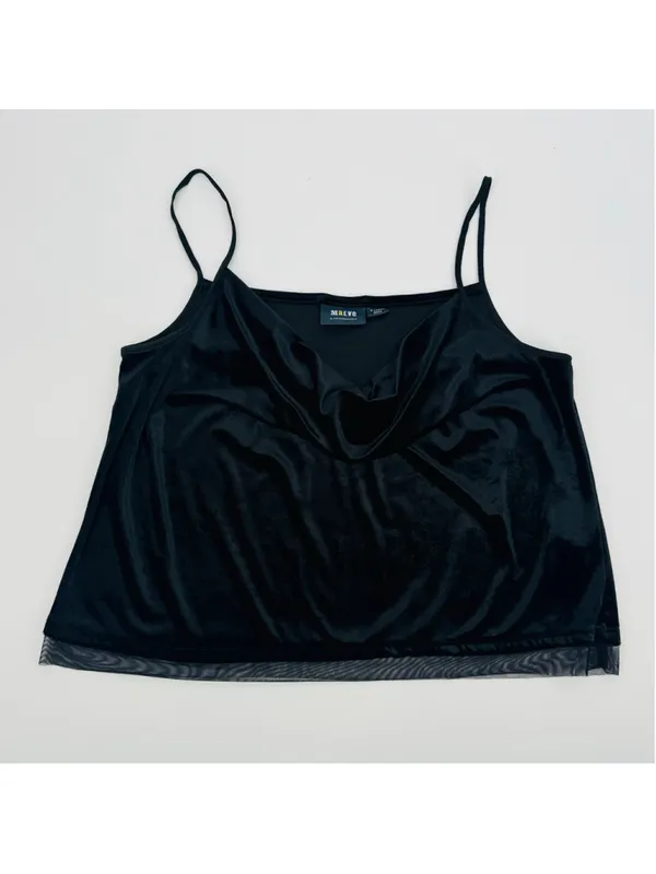 Maeve Halsey Camisole Black Velvet Cowl Neck Tank Top Size XL - Image 4