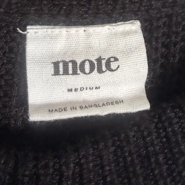Mote‎ Black Shaker Knit Tunic Sweater Womens Medium 3/4 Sleeve High-Low Hem - Image 2